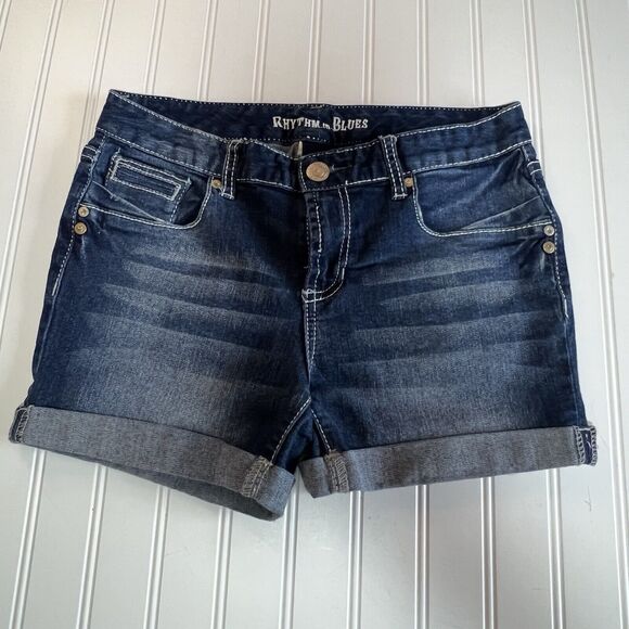 Rhythm in Blues Women's Denim Shorts Rhinestone Pocket Size 4 Reg - Picture 1 of 9